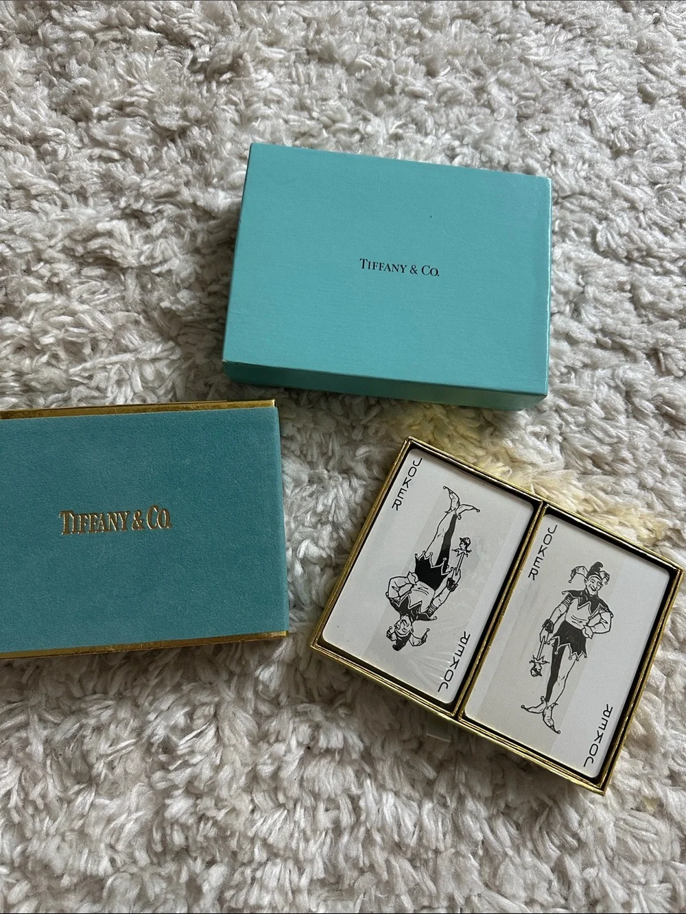 Tiffany & Co. Playing Cards in Signature Blue Box with Black Floral Backs